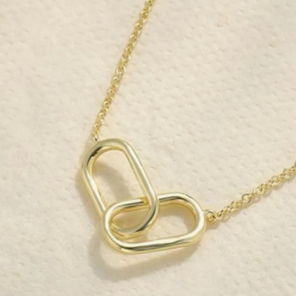 Gold Necklace for Women Trendy 14K Gold Plated Dainty Paper Clip Necklace - Picture 5 of 7